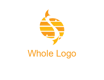 two abstract fishes create circle logo