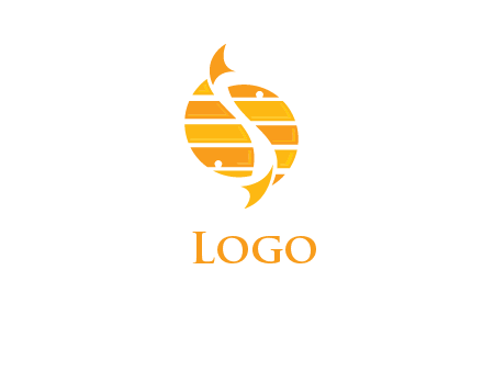 two abstract fishes create circle logo