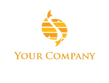 two abstract fishes create circle logo
