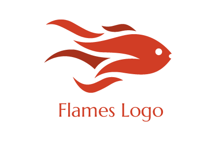 abstract fish with fire flames icon