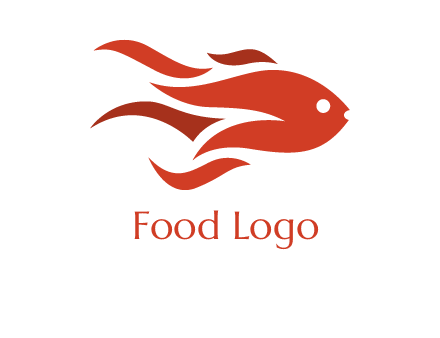 abstract fish with fire flames icon