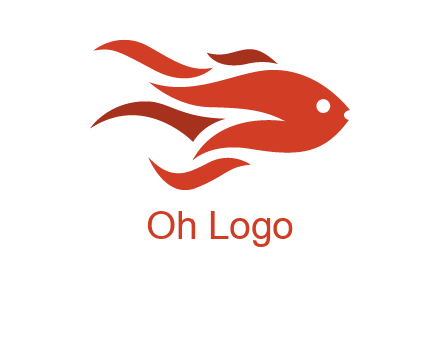 abstract fish with fire flames icon