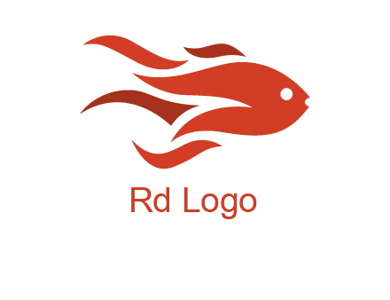 abstract fish with fire flames icon