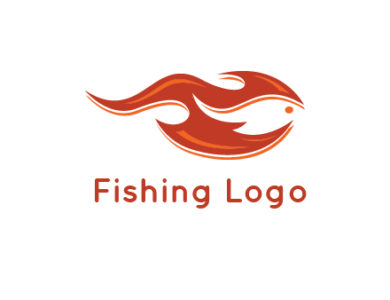 abstract fish merge with fire flames icon