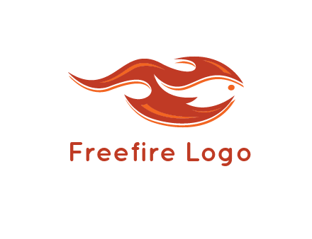 abstract fish merge with fire flames icon