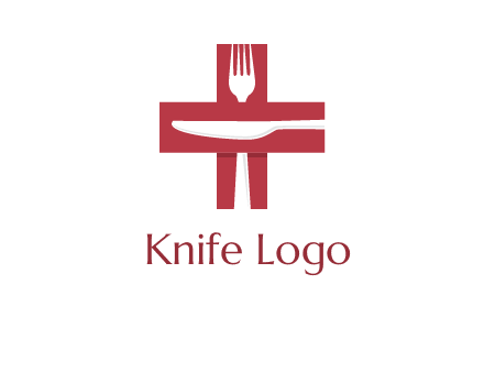 abstract spoon and knife in medical plus sign icon