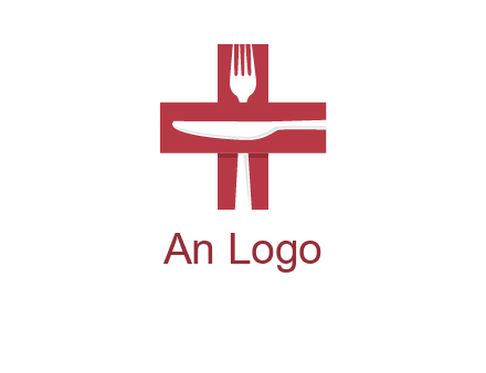 abstract spoon and knife in medical plus sign icon