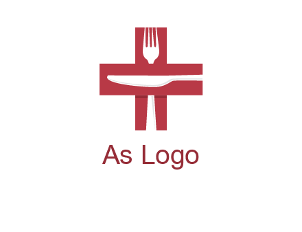 abstract spoon and knife in medical plus sign icon
