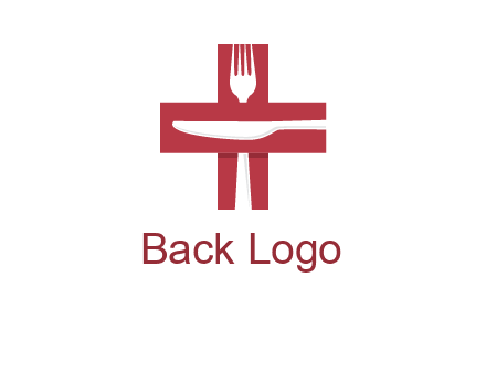 abstract spoon and knife in medical plus sign icon