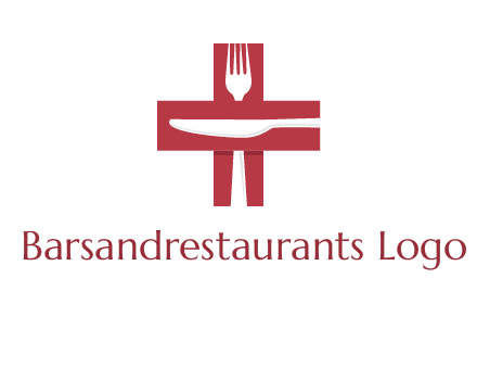abstract spoon and knife in medical plus sign icon