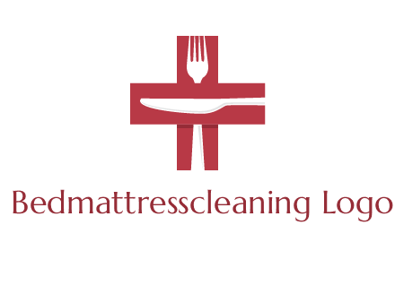 abstract spoon and knife in medical plus sign icon