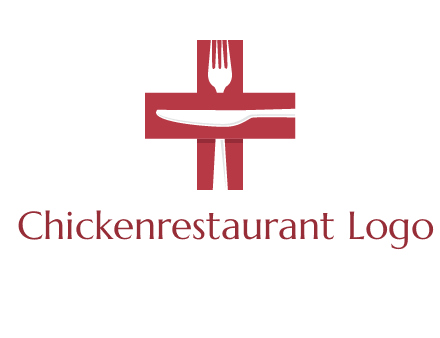 abstract spoon and knife in medical plus sign icon