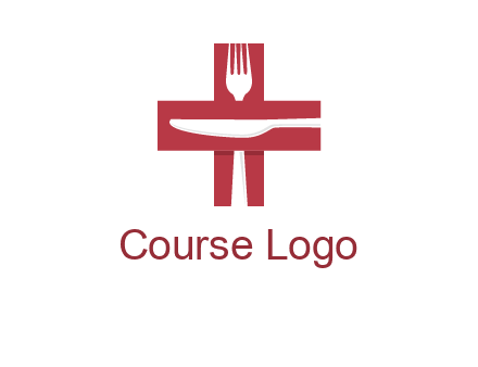 abstract spoon and knife in medical plus sign icon