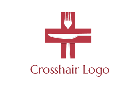 abstract spoon and knife in medical plus sign icon