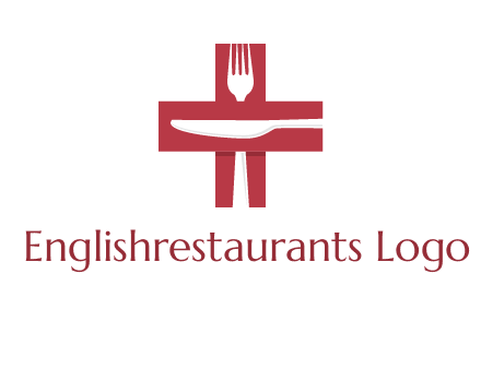 abstract spoon and knife in medical plus sign icon