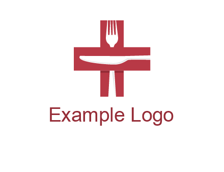 abstract spoon and knife in medical plus sign icon