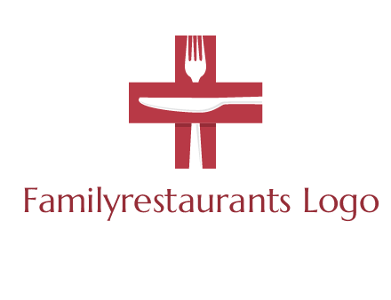 abstract spoon and knife in medical plus sign icon