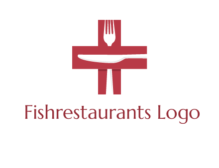 abstract spoon and knife in medical plus sign icon