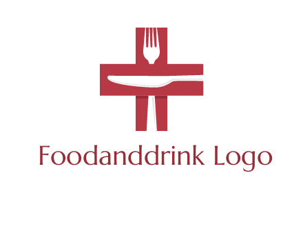 abstract spoon and knife in medical plus sign icon