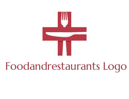 abstract spoon and knife in medical plus sign icon