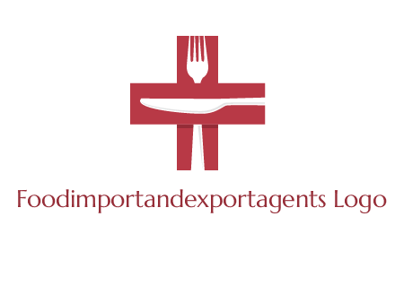 abstract spoon and knife in medical plus sign icon