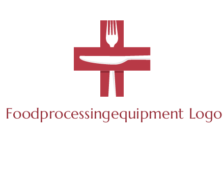 abstract spoon and knife in medical plus sign icon