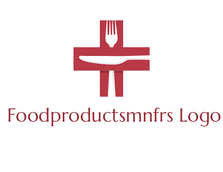 abstract spoon and knife in medical plus sign icon