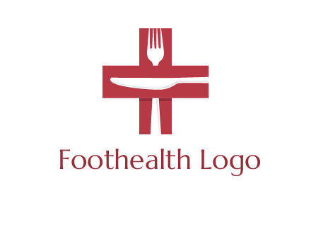 abstract spoon and knife in medical plus sign icon