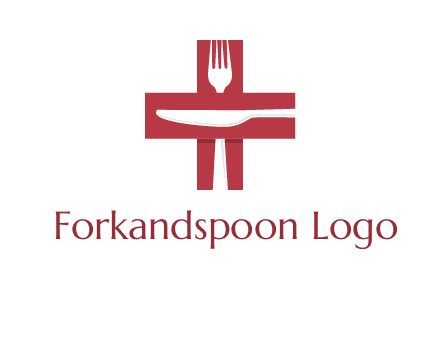 abstract spoon and knife in medical plus sign icon