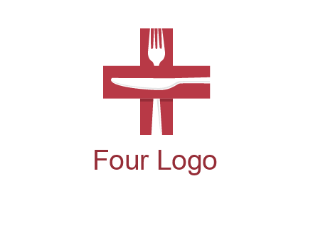 abstract spoon and knife in medical plus sign icon