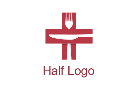 abstract spoon and knife in medical plus sign icon