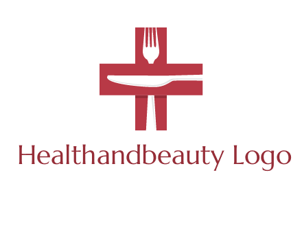 abstract spoon and knife in medical plus sign icon