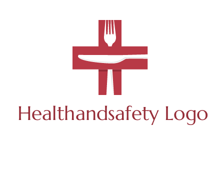 abstract spoon and knife in medical plus sign icon