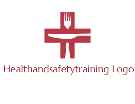 abstract spoon and knife in medical plus sign icon