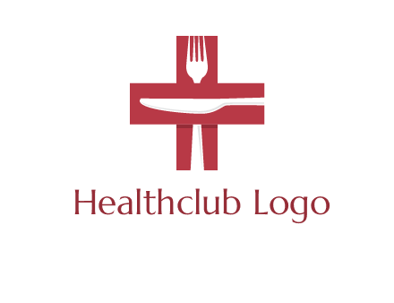 abstract spoon and knife in medical plus sign icon