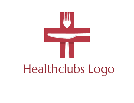 abstract spoon and knife in medical plus sign icon