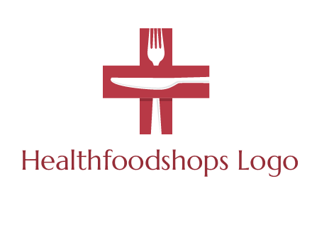 abstract spoon and knife in medical plus sign icon