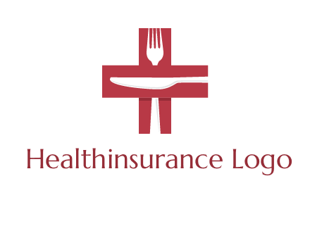 abstract spoon and knife in medical plus sign icon