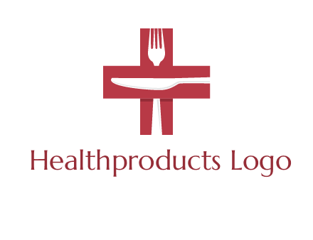 abstract spoon and knife in medical plus sign icon