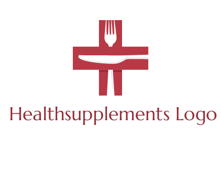 abstract spoon and knife in medical plus sign icon