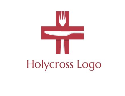 abstract spoon and knife in medical plus sign icon