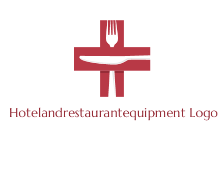 abstract spoon and knife in medical plus sign icon