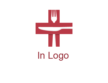 abstract spoon and knife in medical plus sign icon