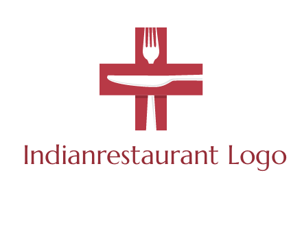 abstract spoon and knife in medical plus sign icon