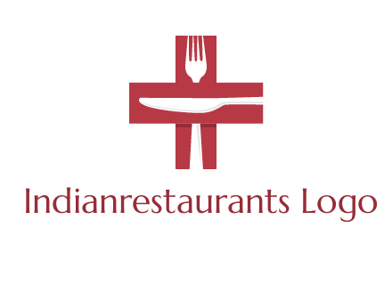 abstract spoon and knife in medical plus sign icon