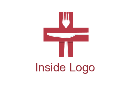 abstract spoon and knife in medical plus sign icon