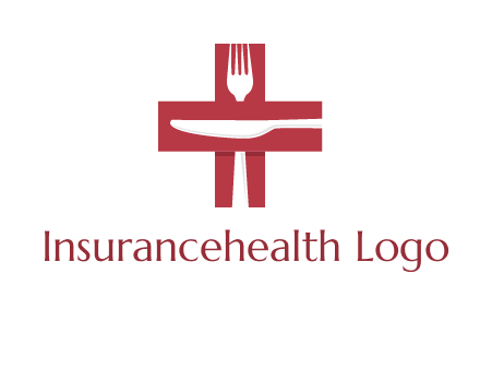 abstract spoon and knife in medical plus sign icon