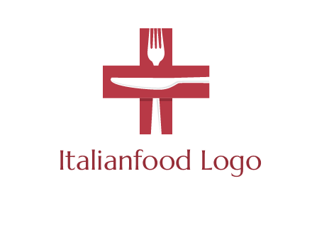abstract spoon and knife in medical plus sign icon