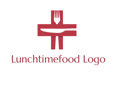 abstract spoon and knife in medical plus sign icon