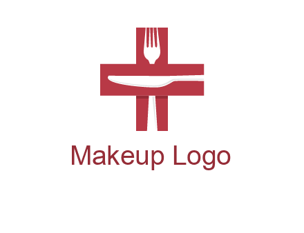 abstract spoon and knife in medical plus sign icon